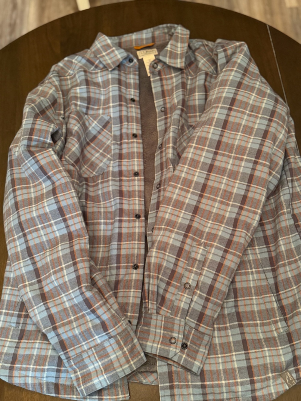 L.L. Bean Men's Plaid Button-Down Shirt in Brown, Gray and Light Blue